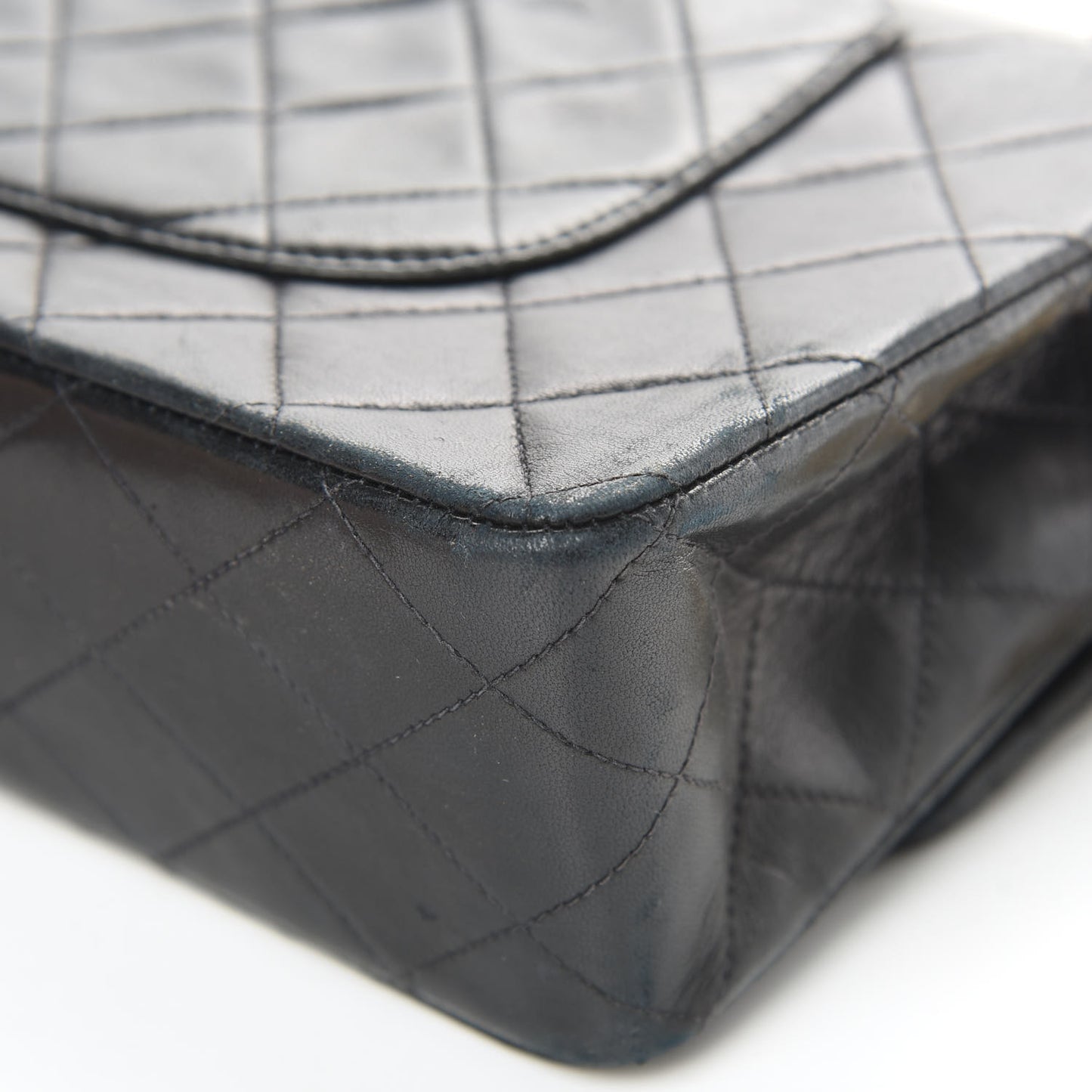 Lambskin Quilted Medium Double Flap Black