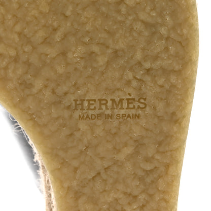 Hermes Goatskin Elise Espadrille Wedge Sandals 36 Black 6 of 13