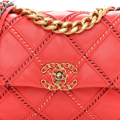 Chanel Lambskin Mixed Fibers Quilted Medium Chanel 19 Flap Coral 8 of 10