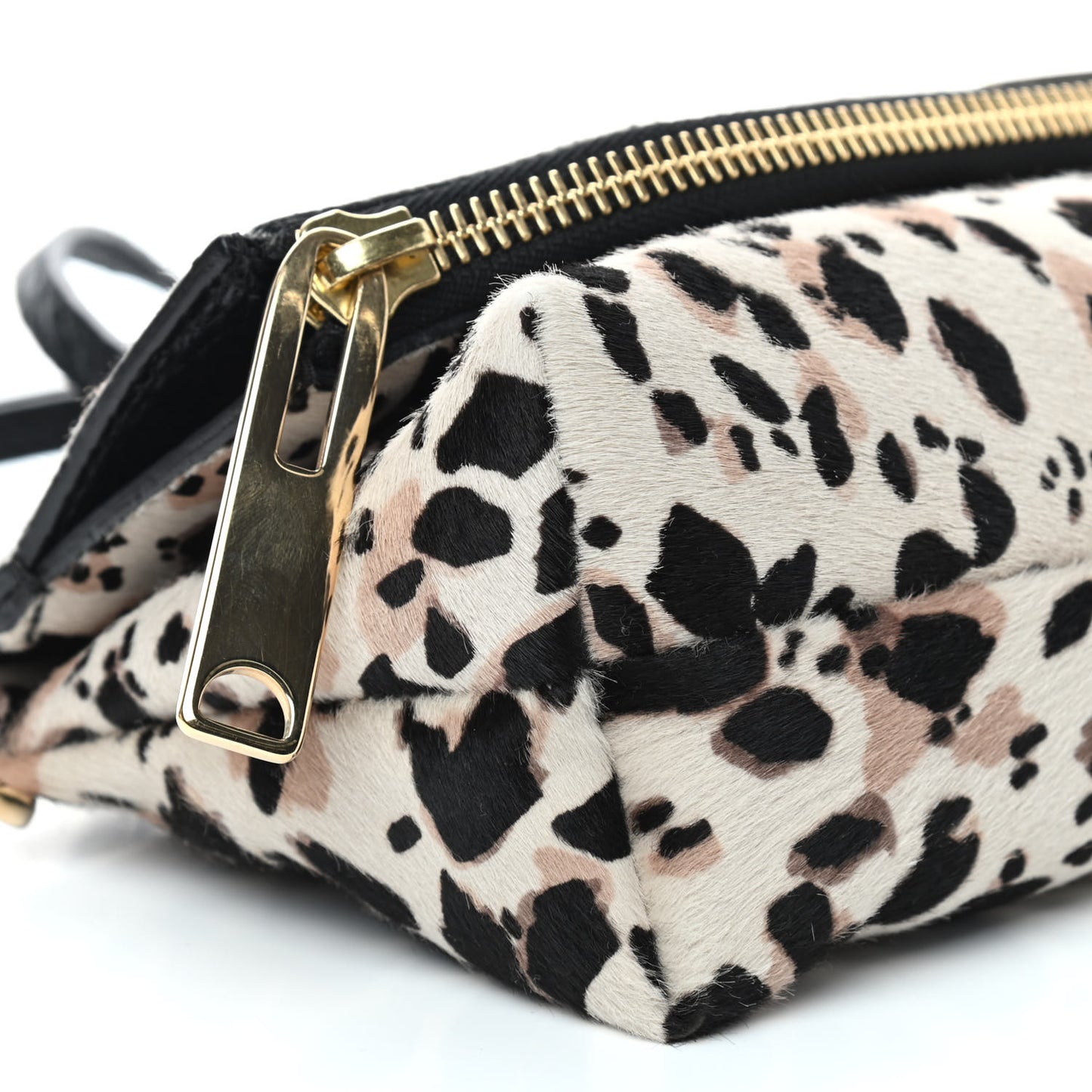 Heritage Grain Calf Hair Print Fold Over Crossbody