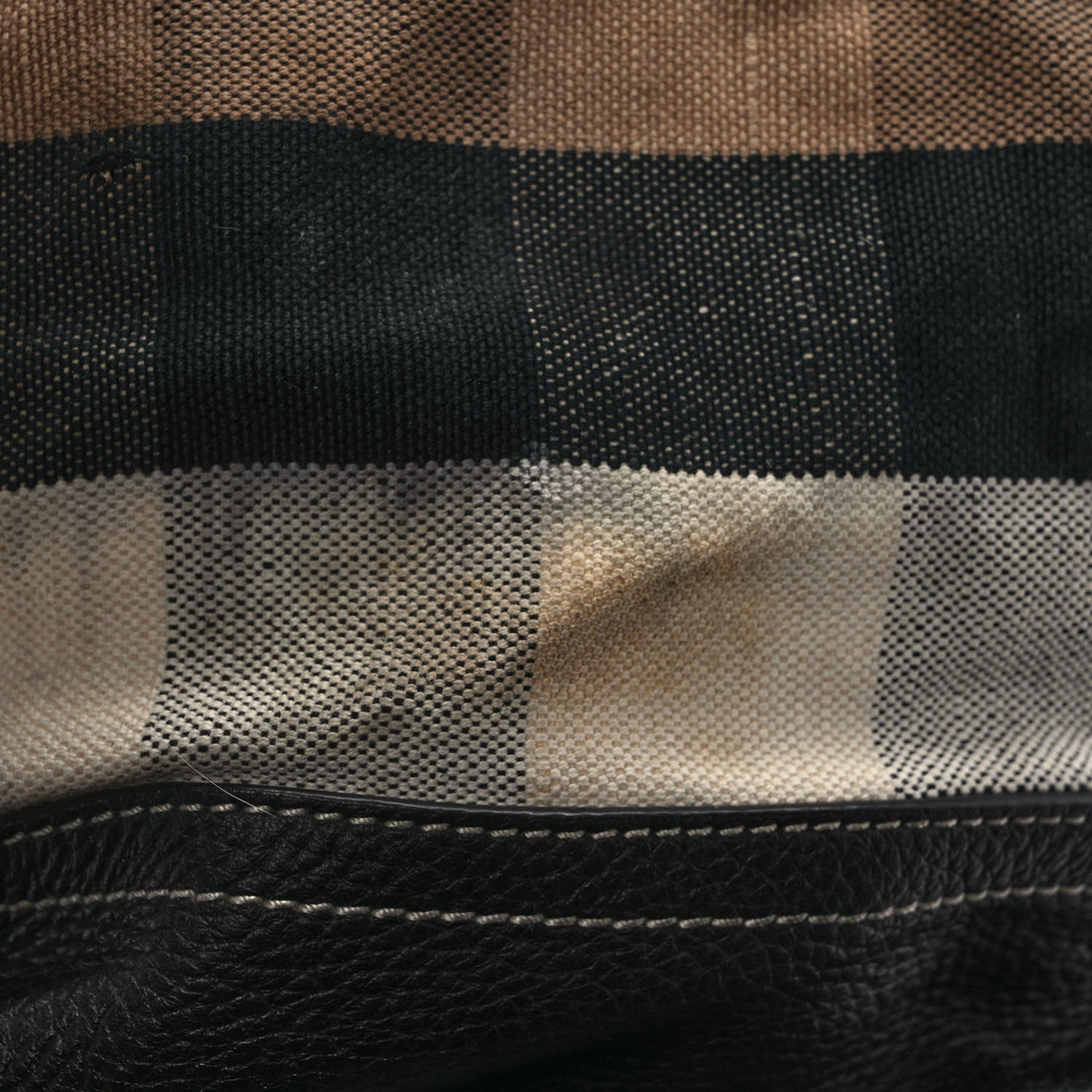 Grainy Calfskin House Check Canvas Small Heston Crossbody Tan Black