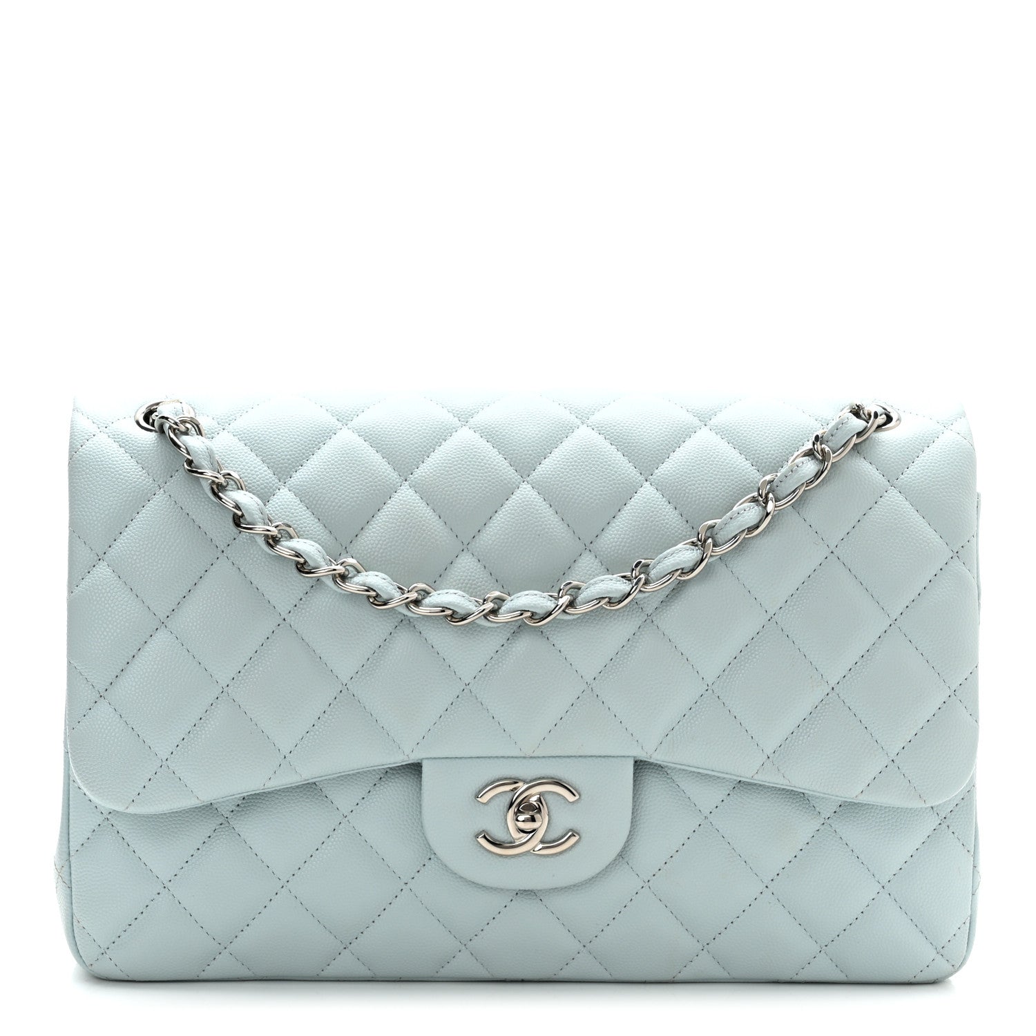 Chanel Caviar Quilted Jumbo Double Flap Light Blue 1 of 10