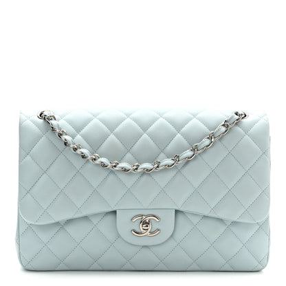 Chanel Caviar Quilted Jumbo Double Flap Light Blue 1 of 10