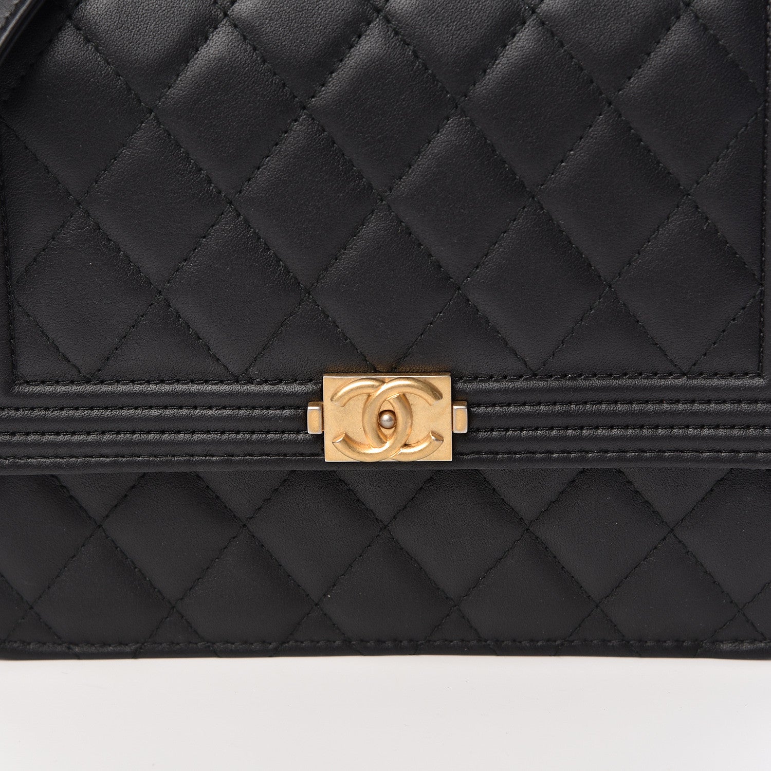 Chanel Calfskin Quilted Boy Square Wallet on Chain WOC Black 9 of 12