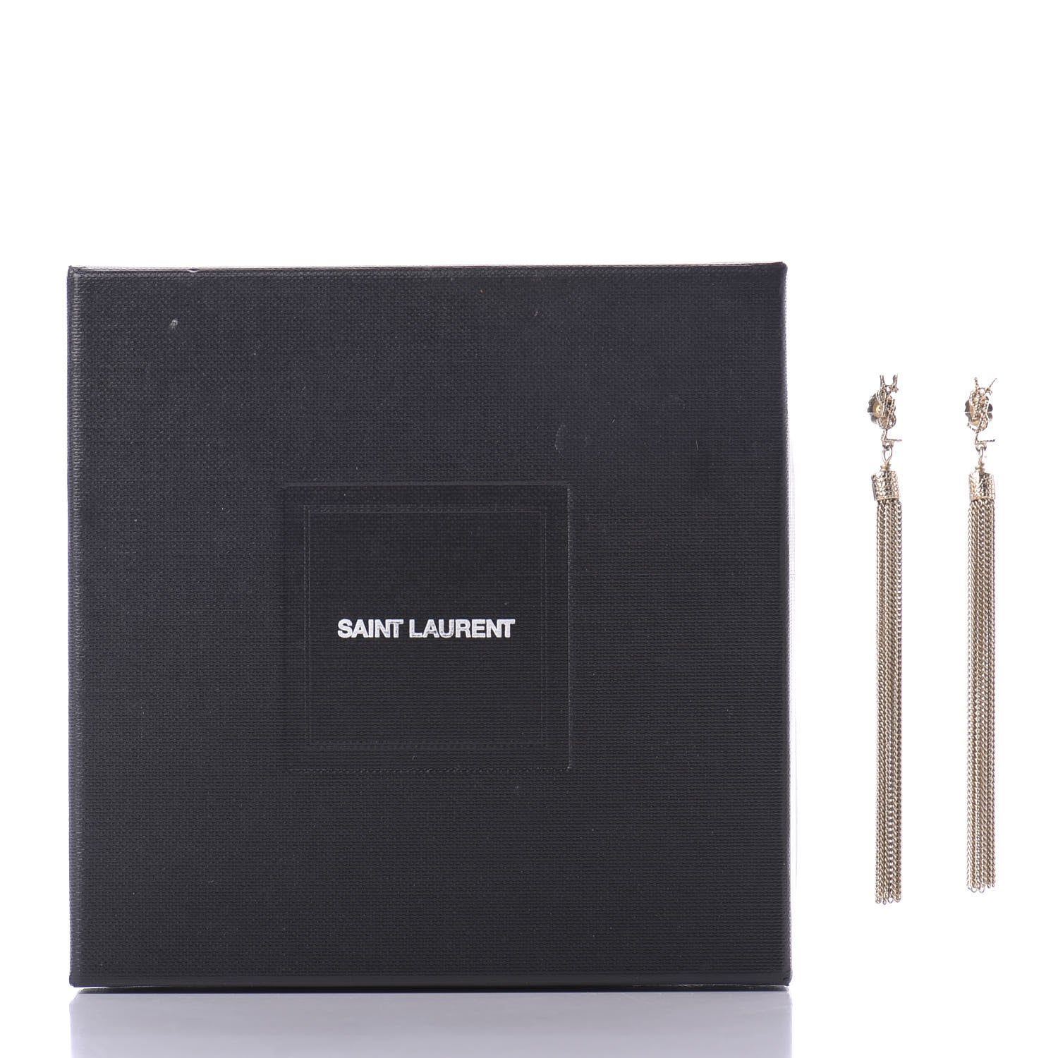 Saint Laurent Metal Monogram Loulou Tassel Earrings Gold 4 of 4