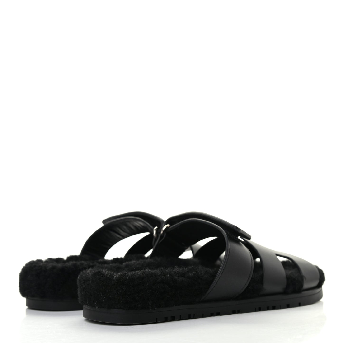 Calfskin Woolskin Womens Chypre Sandals 37 Black