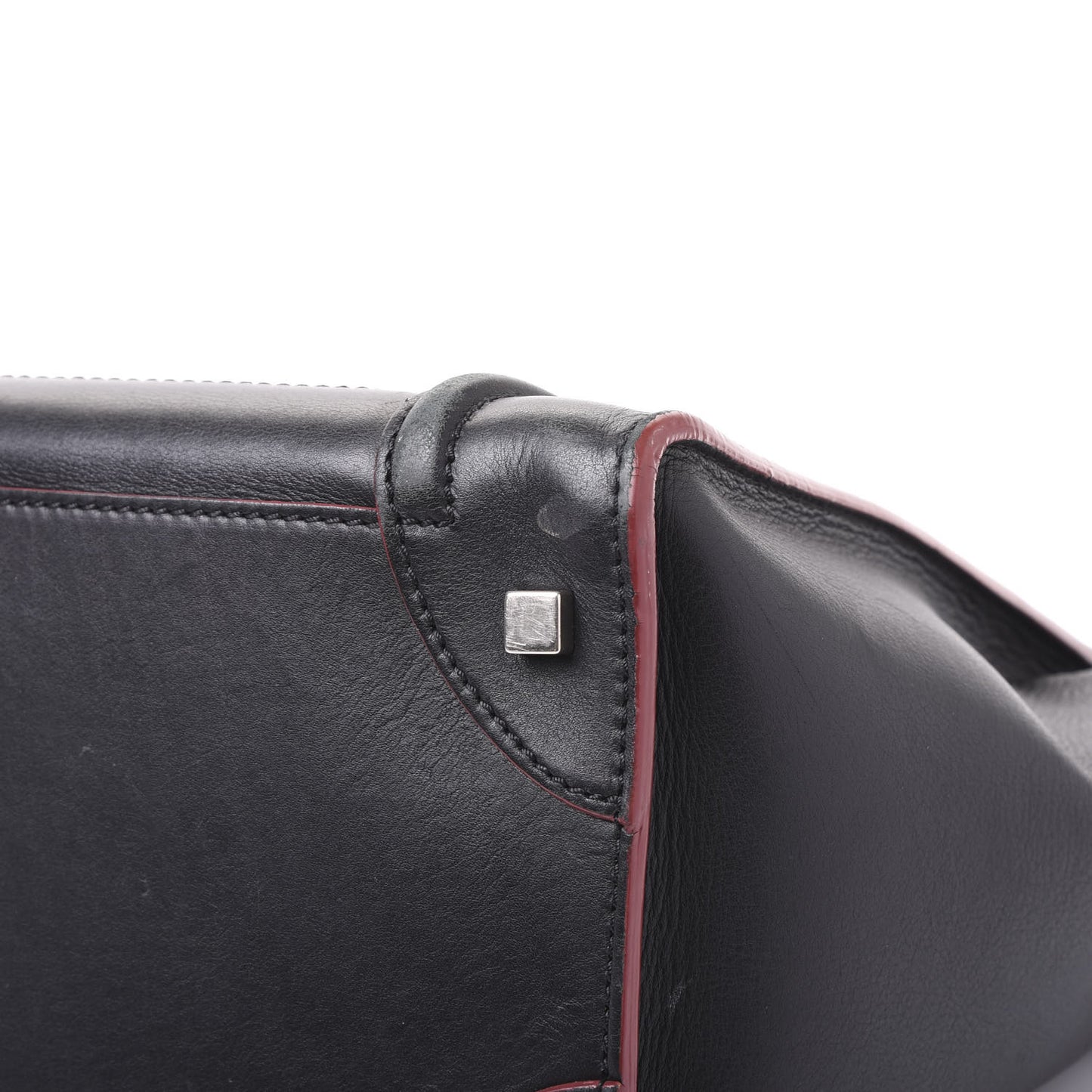 Smooth Calfskin Mini Luggage Black Pink Trim