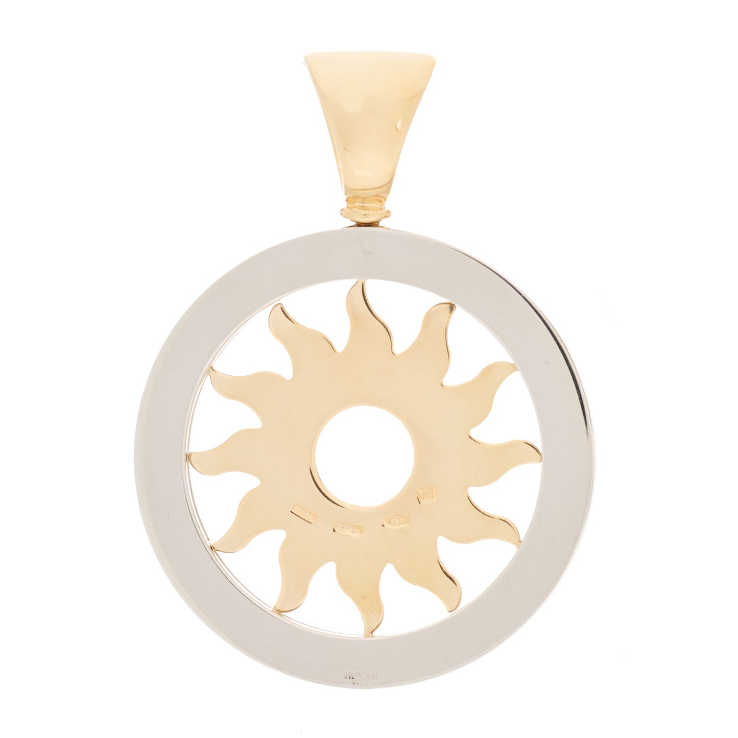 18K Yellow Gold Stainless Steel Tondo Sun Pendant