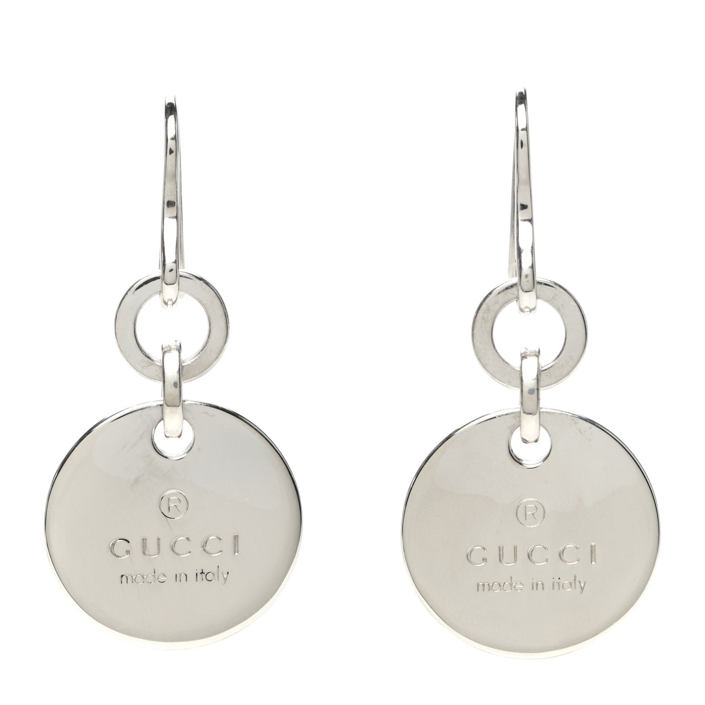 Sterling Silver Trademark Round Drop Earrings