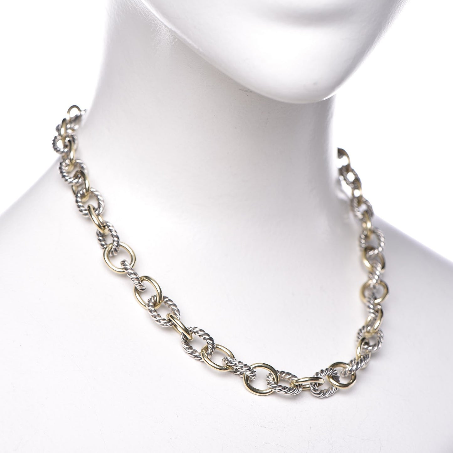 Sterling Silver 18K Yellow Gold 10mm Medium Oval Link Necklace