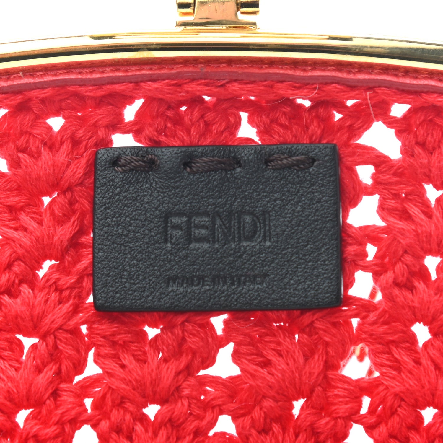 Fendi Fabric Crochet Baguette Phone Bag Red 5 of 7