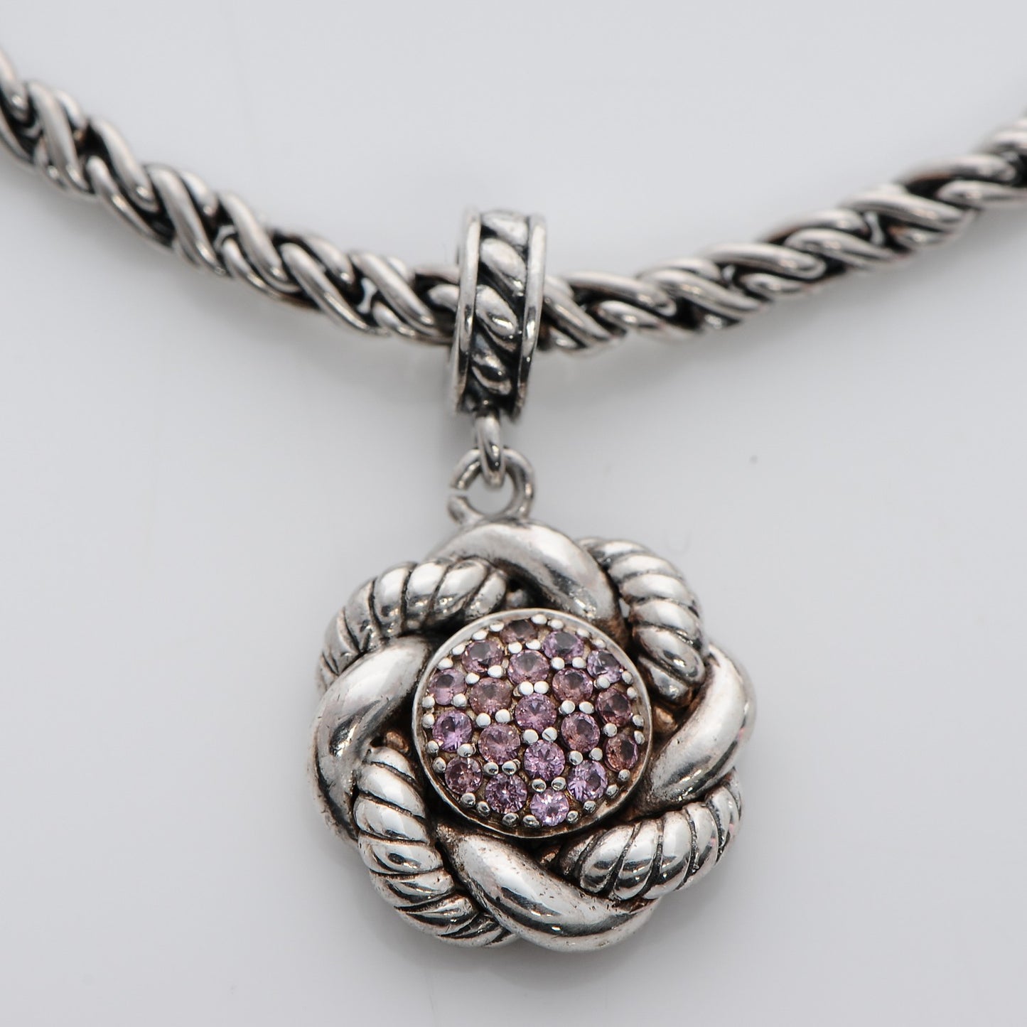 Sterling Silver Pink Sapphire Pendant Bracelet