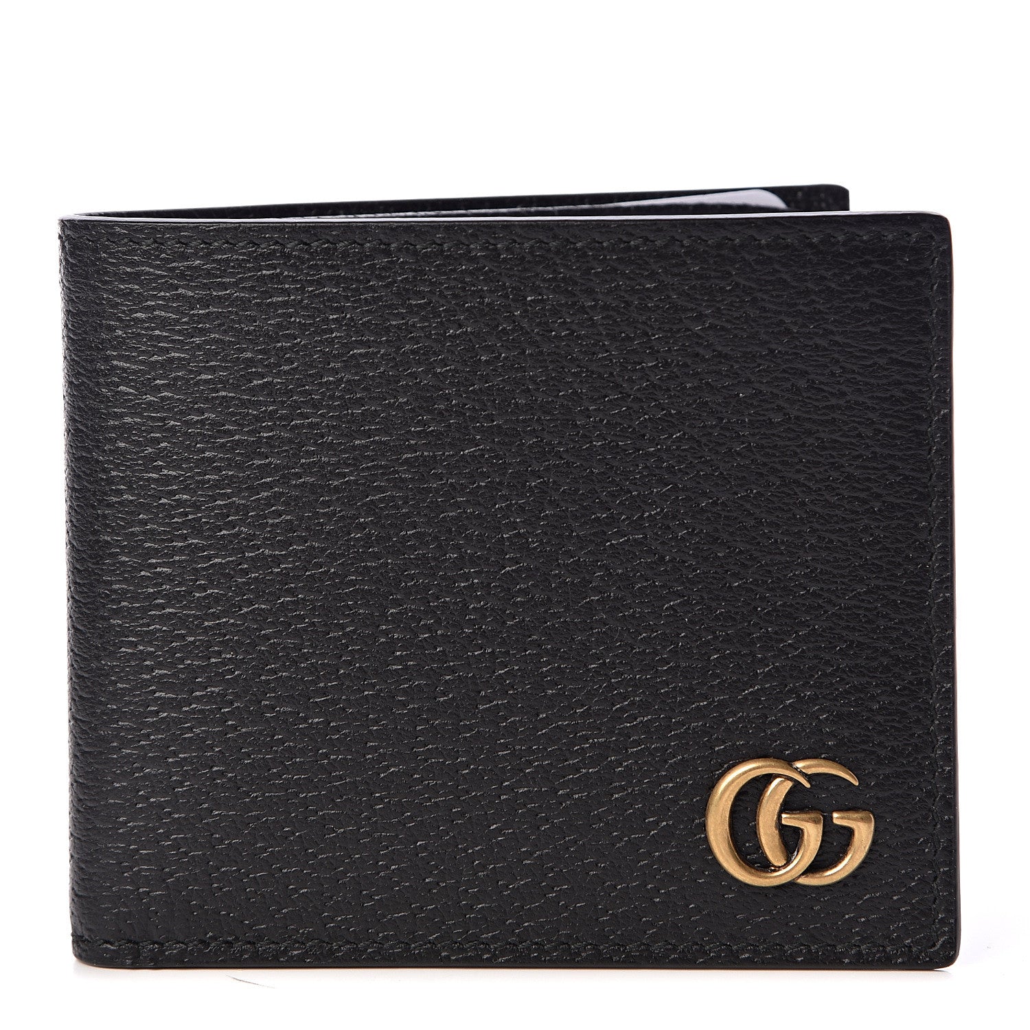 Gucci Calfskin Boar Effect GG Marmont Bi-Fold Wallet Black 1 of 8