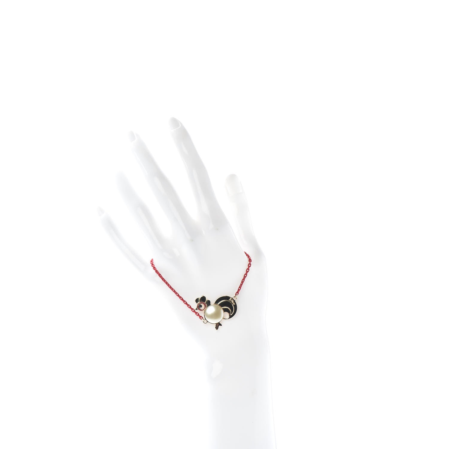 Christian Dior Pearl Diorelita Chinese New Year Rooster Bracelet Red 2 of 4