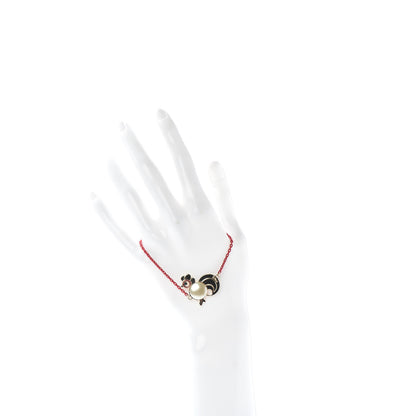 Christian Dior Pearl Diorelita Chinese New Year Rooster Bracelet Red 2 of 4