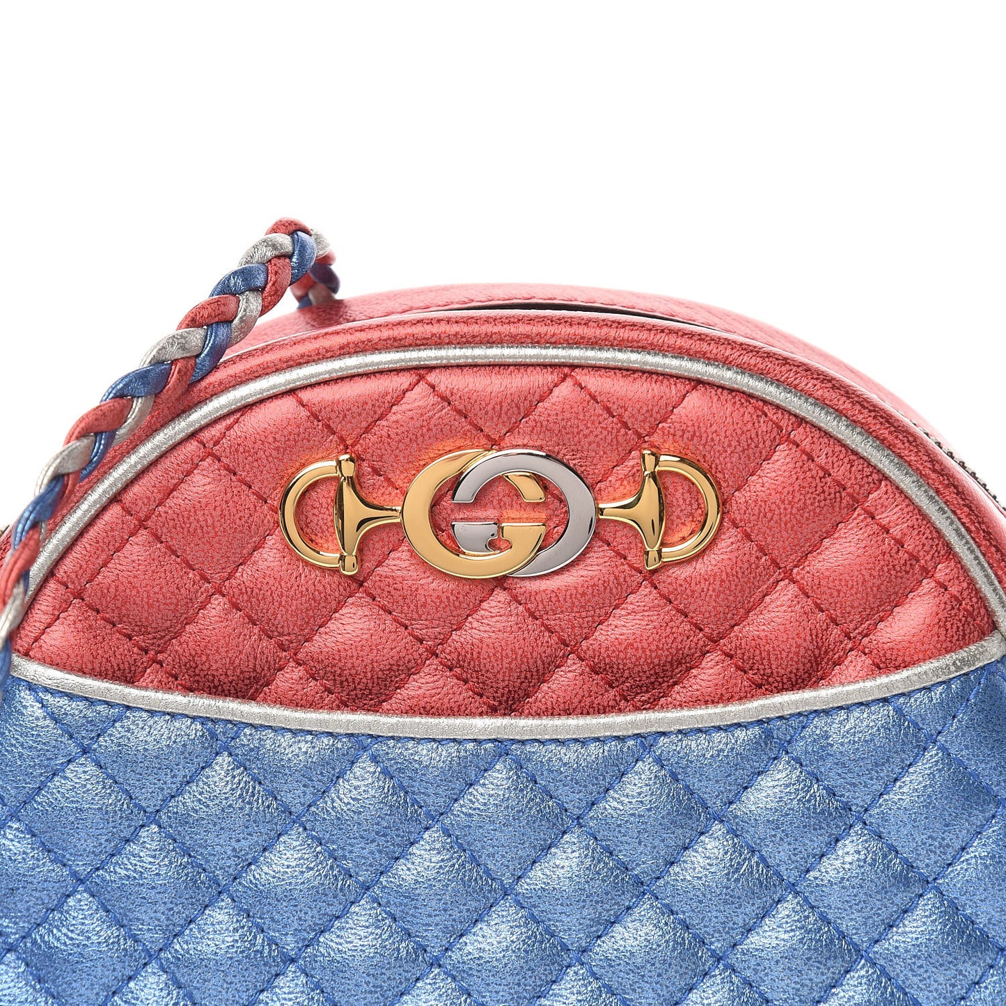 Laminated Nappa Trapuntata Mini Zumi Dome Shoulder Bag Rosso Marine Argento