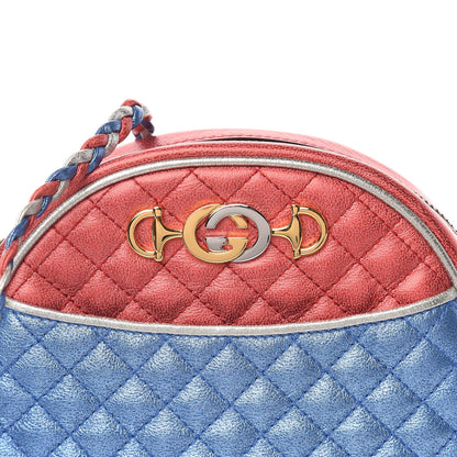 Gucci Laminated Nappa Trapuntata Mini Zumi Dome Shoulder Bag Rosso Marine Argento 10 of 13
