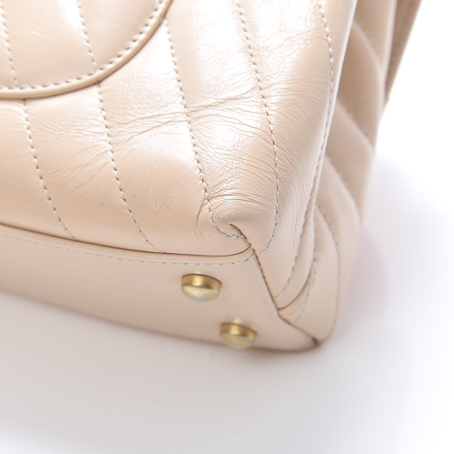 Chanel Calfskin Chevron Quilted Mini Coco Handle Flap Beige 13 of 15