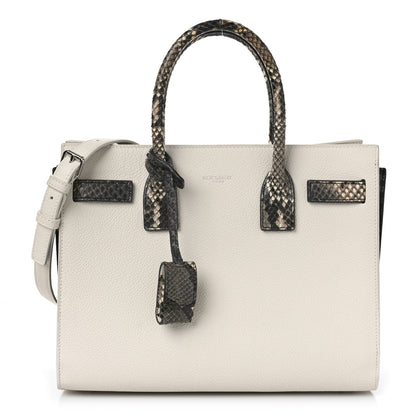 Saint Laurent Grained Calfskin Baby Sac De Jour White Black 3 of 9