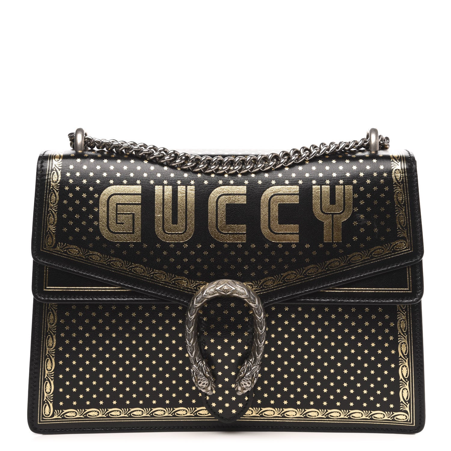 Gucci X SEGA Calfskin GUCCY Stars Medium Dionysus Shoulder Bag Black Gold 1 of 12