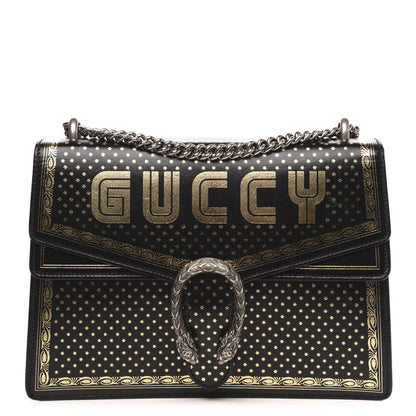 Gucci X SEGA Calfskin GUCCY Stars Medium Dionysus Shoulder Bag Black Gold 1 of 12