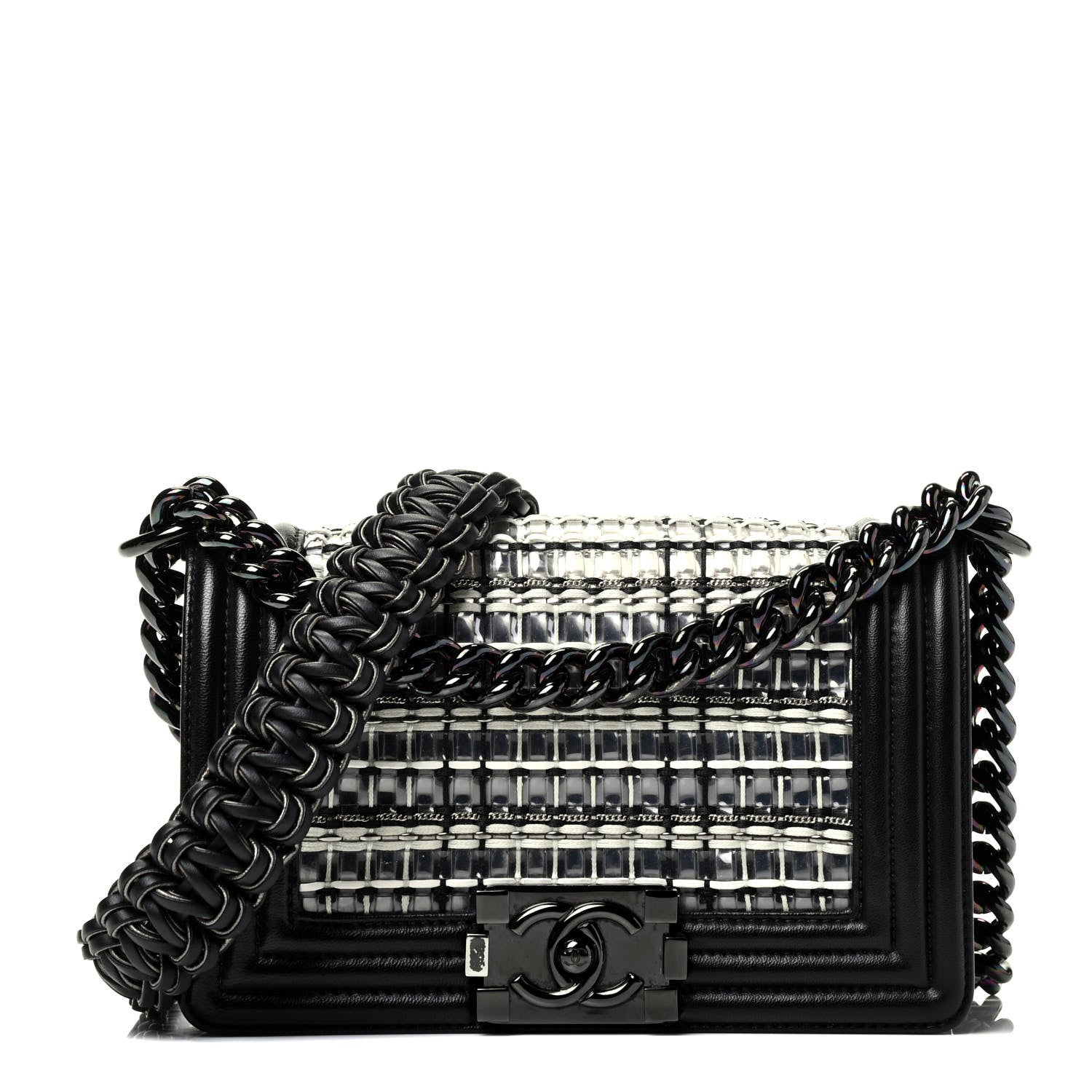 Chanel Lambskin PVC Thread Woven Small Boy Flap Black 1 of 9