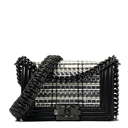 Chanel Lambskin PVC Thread Woven Small Boy Flap Black 1 of 9