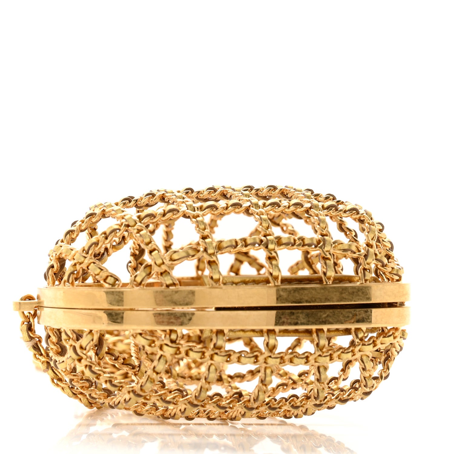 Chanel Metal Metallic Lambskin Quilted CC Heart Minaudiere Crossbody Gold 10 of 11