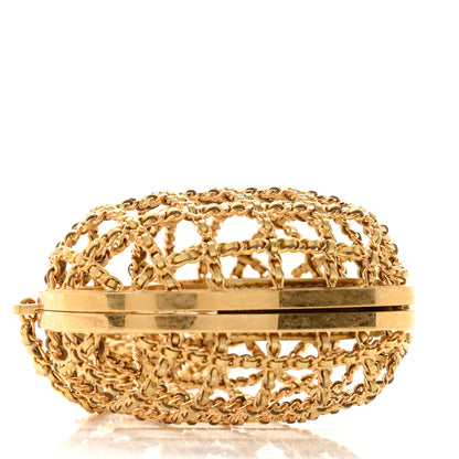 Chanel Metal Metallic Lambskin Quilted CC Heart Minaudiere Crossbody Gold 10 of 11