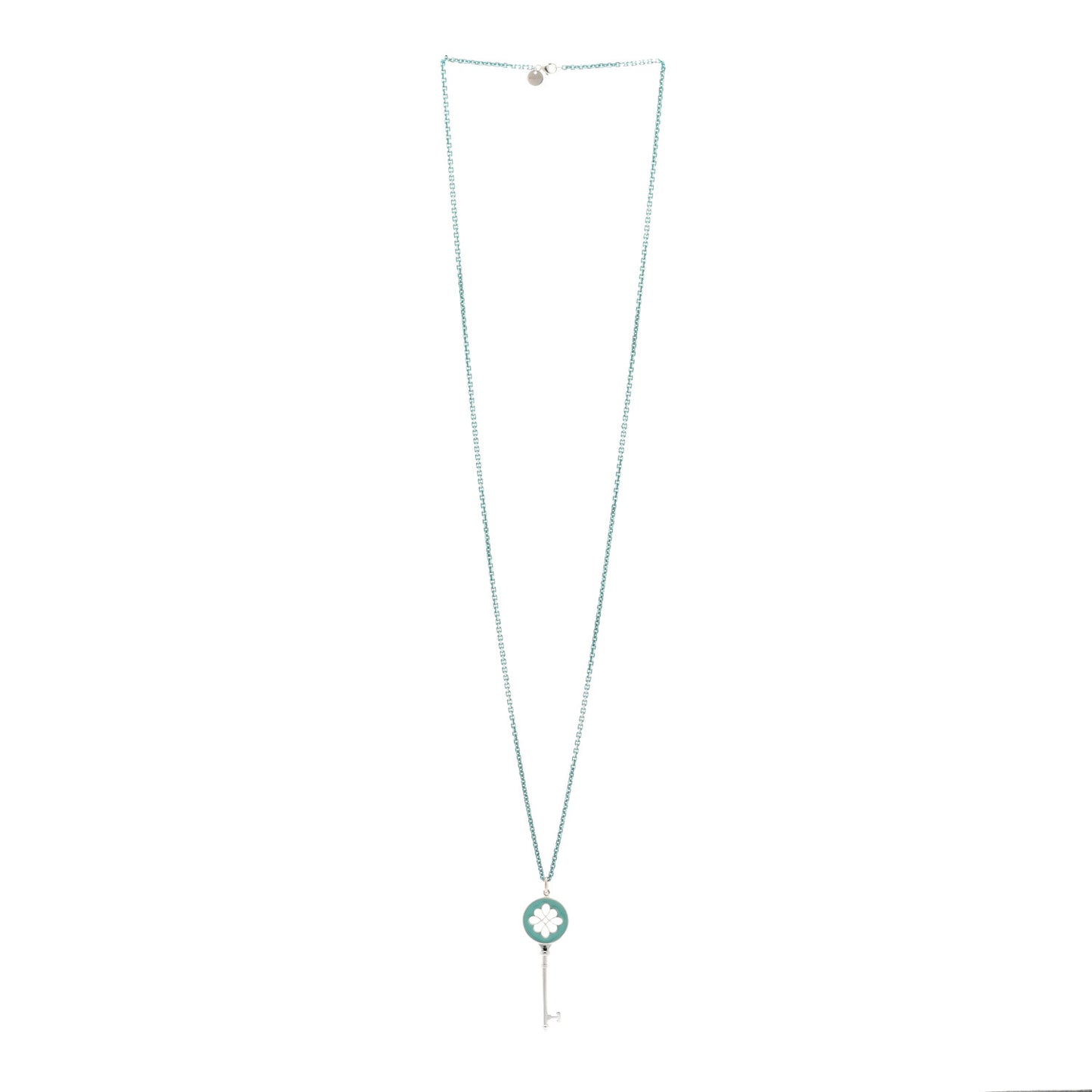 Sterling Silver Enamel Knot Key 1.75mm Chain Necklace Blue 30"