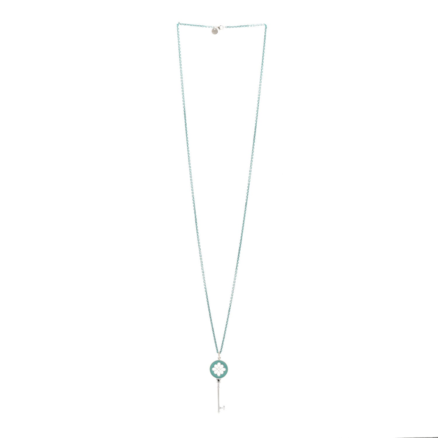 Tiffany Sterling Silver Enamel Knot Key 1.75mm Chain Necklace Blue 30" 2 of 3