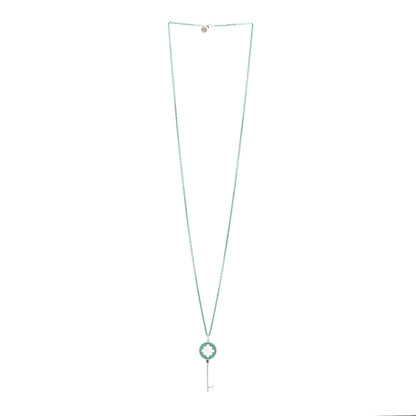 Tiffany Sterling Silver Enamel Knot Key 1.75mm Chain Necklace Blue 30" 2 of 3