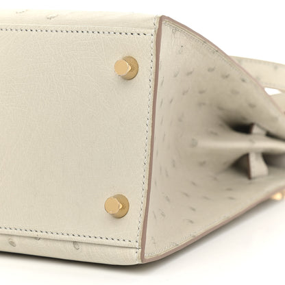 Hermes Ostrich Kelly Sellier 28 Gris Perle 9 of 11