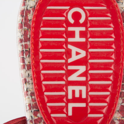 Chanel PVC Tweed CC Thong Sandals 36 Red 7 of 7