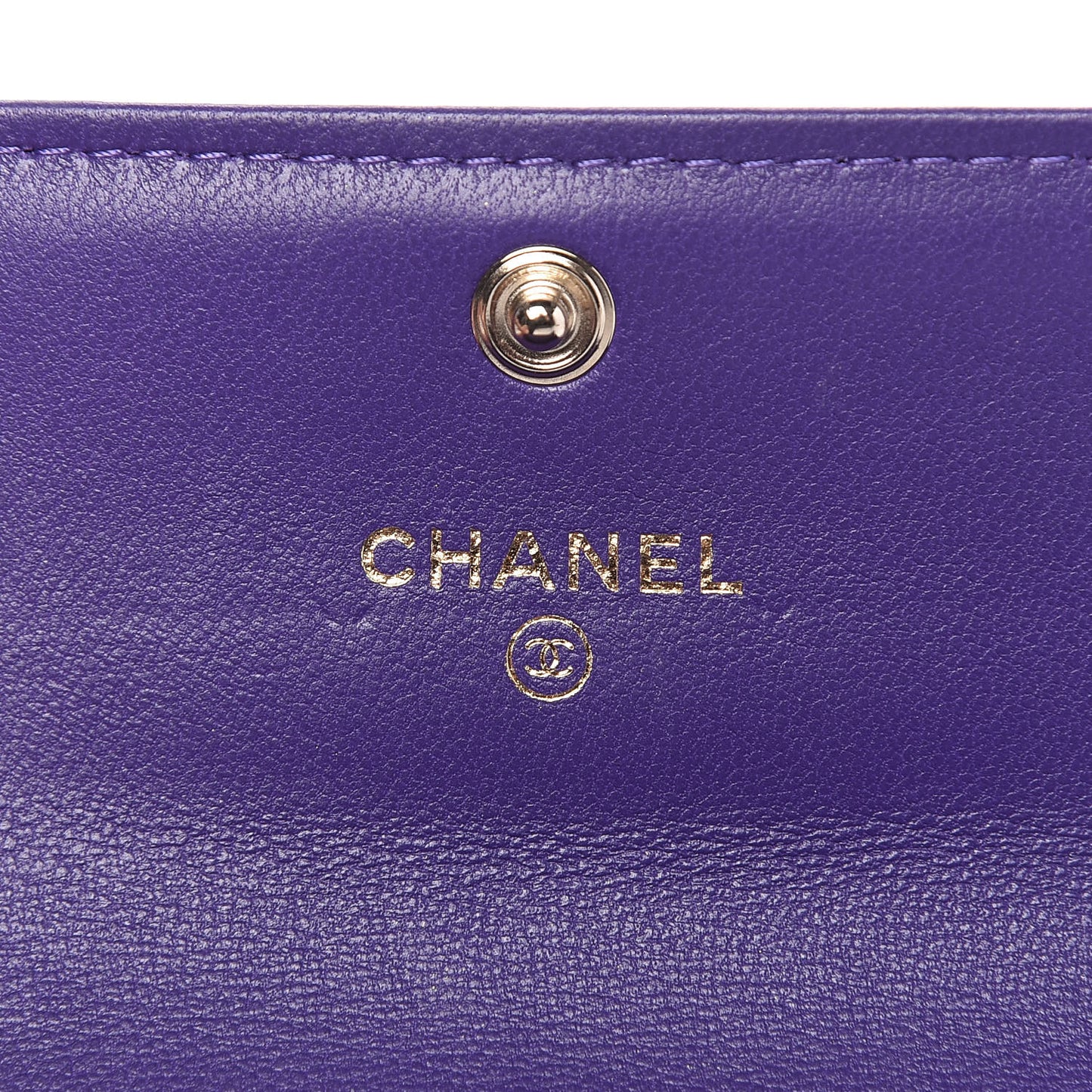 Lambskin Quilted Boy Card Holder Wallet Purple
