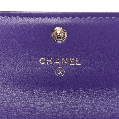 Chanel Lambskin Quilted Boy Card Holder Wallet Purple 6 of 9