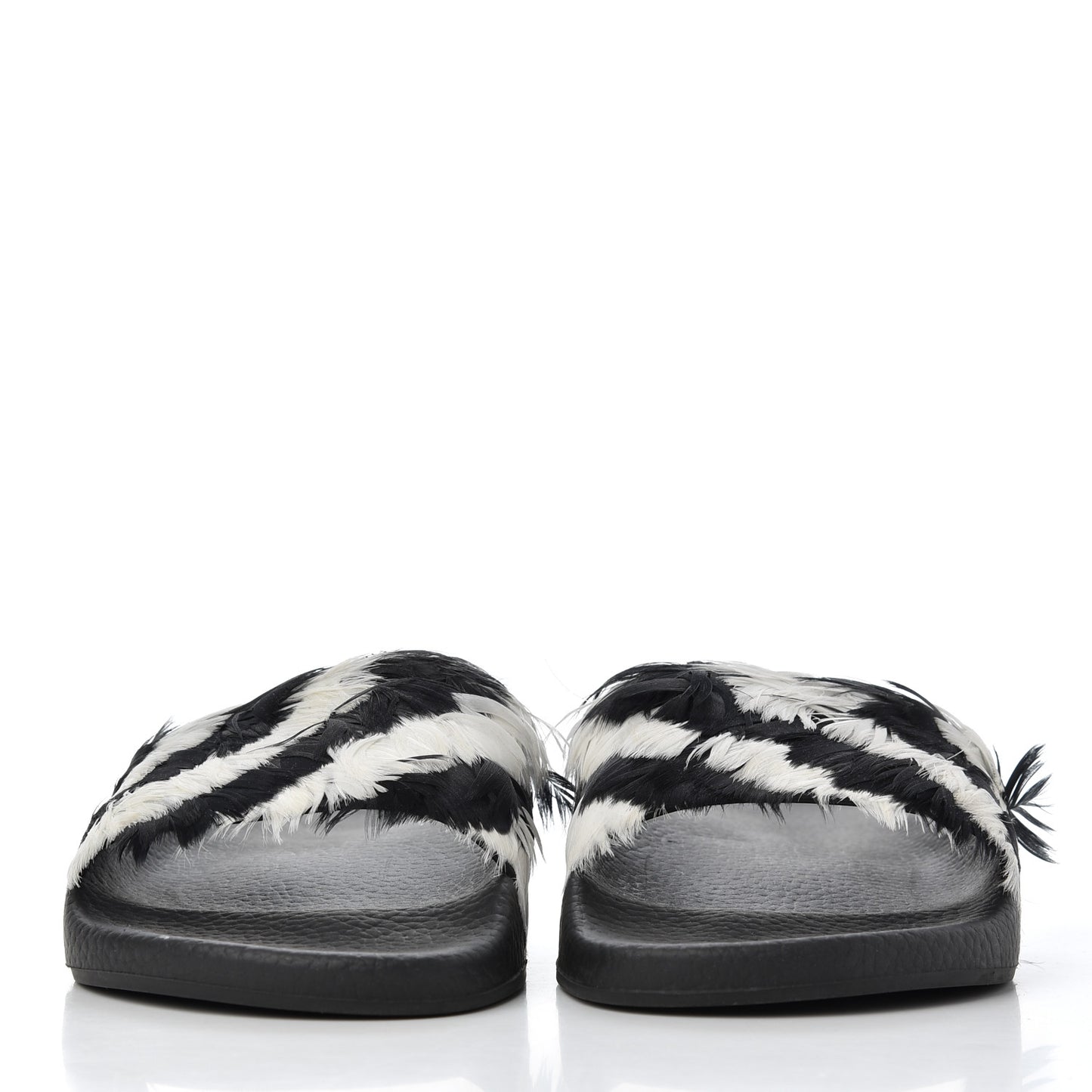 Rubber Feather Pool Slide Sandals 37 Black White
