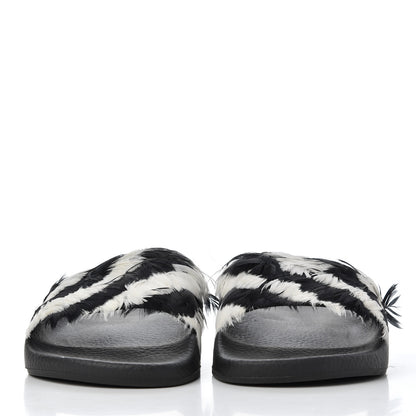 Valentino Garavani Rubber Feather Pool Slide Sandals 37 Black White 2 of 8