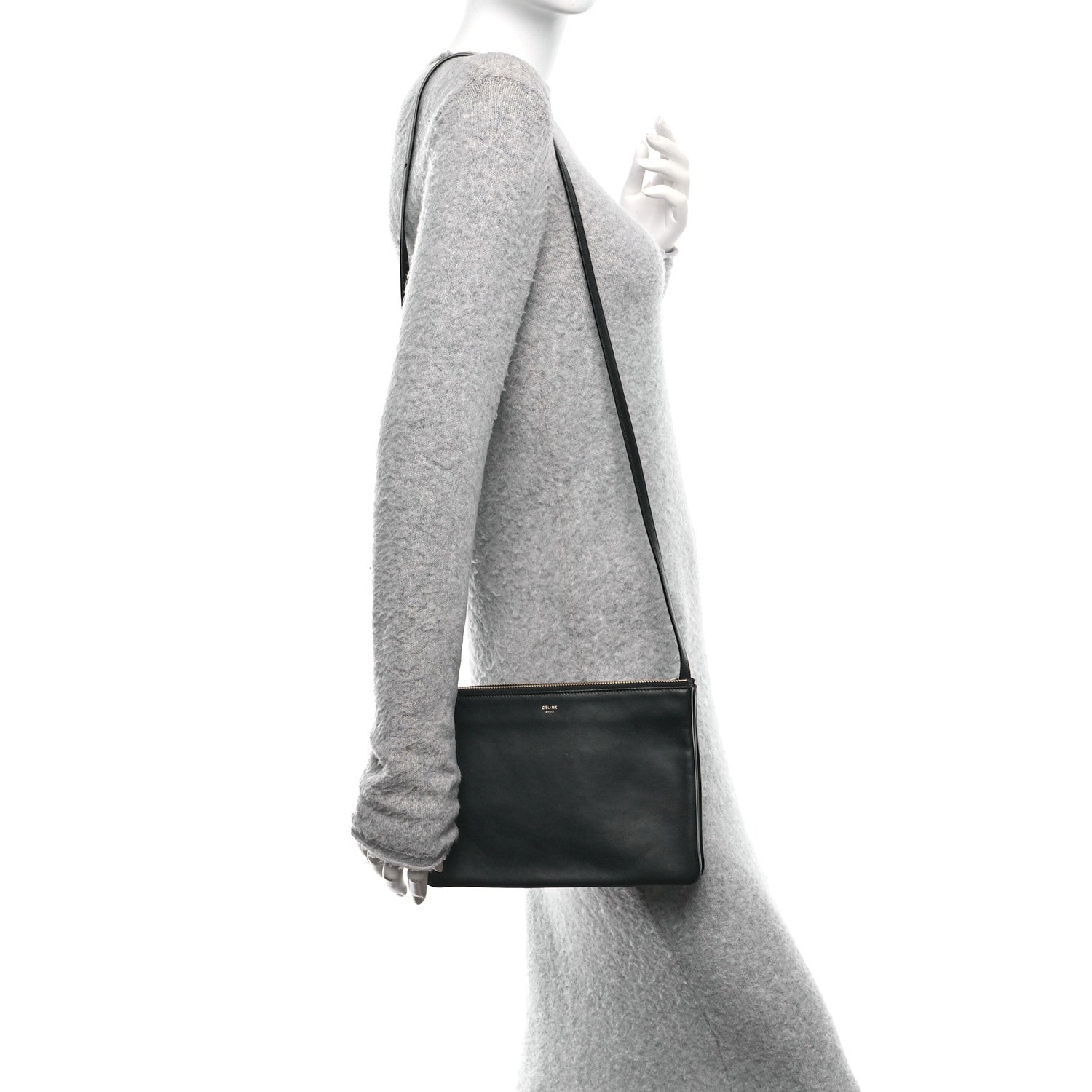 Celine Lambskin Large Trio Crossbody Bag Black 2 of 11