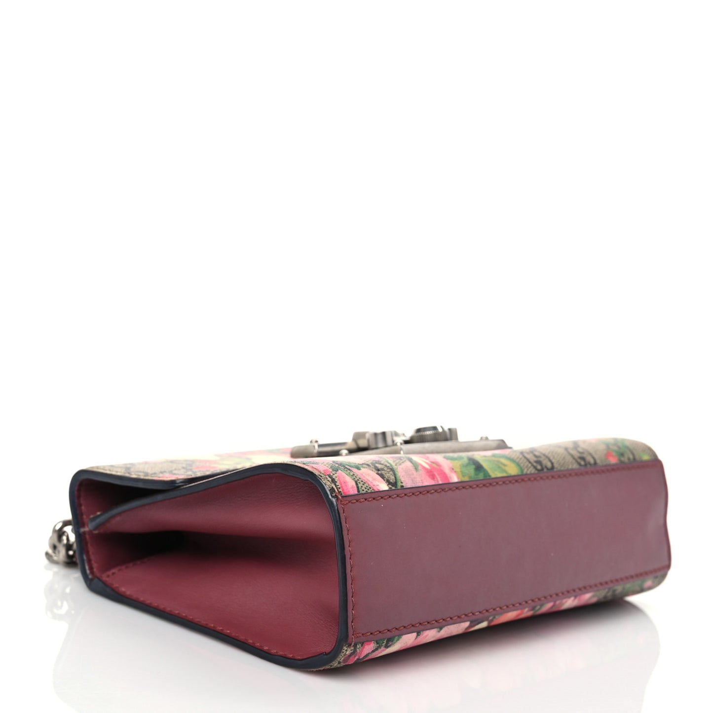 GG Supreme Monogram Blooms Small Padlock Shoulder Bag Beige Multicolor Dry Rose