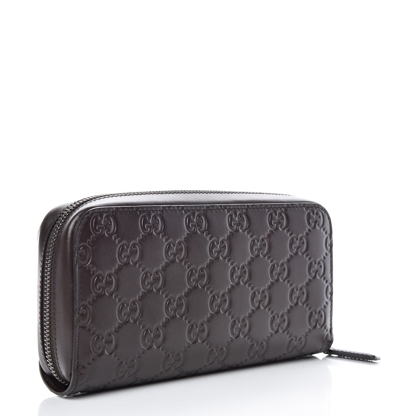 Guccissima Large Zip Around Wallet Chocolate