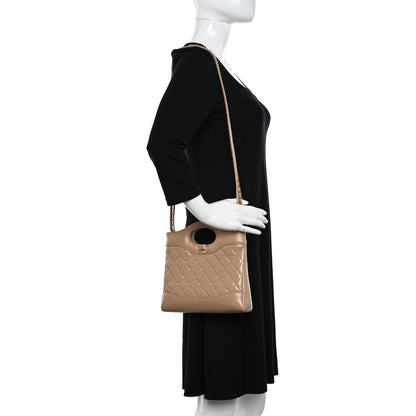 Chanel Shiny Crumpled Calfskin Quilted Mini 31 Shopping Bag Dark Beige 2 of 11
