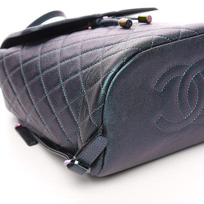 Chanel Iridescent Caviar Quilted Filigree Backpack Dark Turquoise 8 of 11