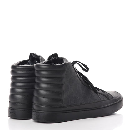 Gucci GG Supreme Monogram Calfskin Mens Hightop Sneakers 9.5 Black 4 of 13