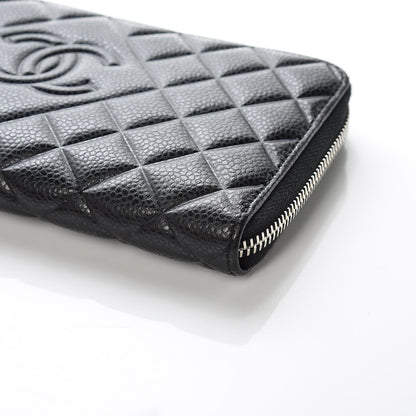 Chanel Caviar Quilted Diamond CC Gusset Zip Around Wallet Black 6 of 11