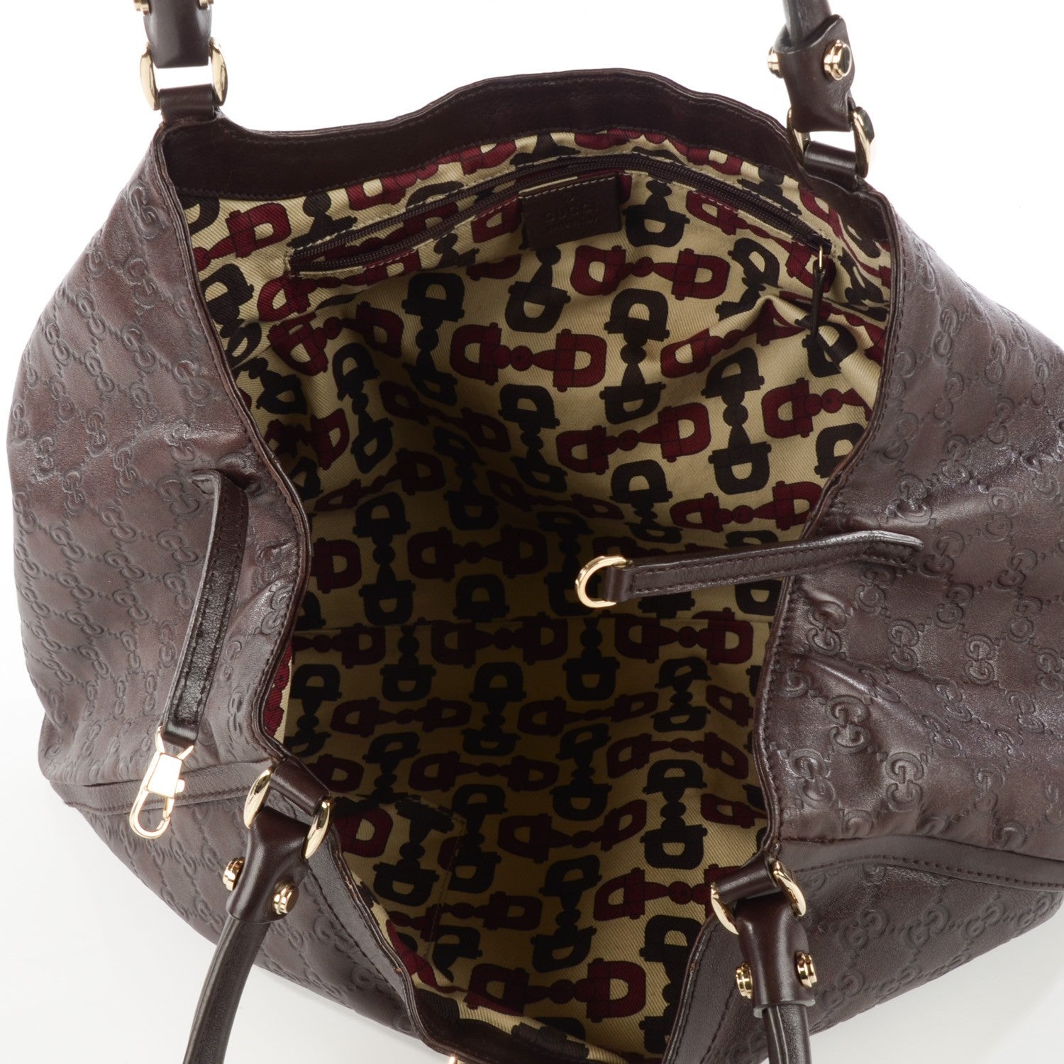 Gucci Guccissima Large D Gold Shoulder Bag Chocolate 5 of 7