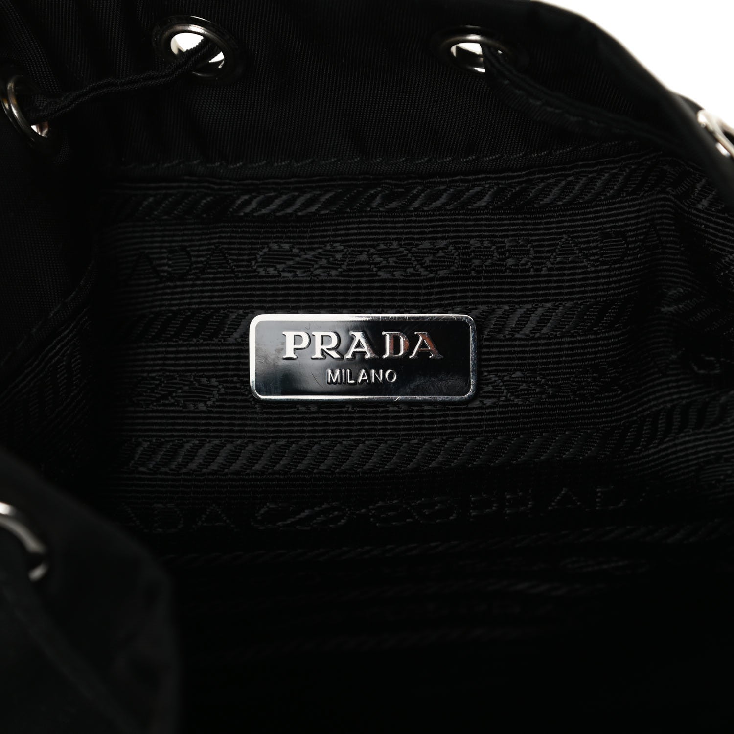Prada Saffiano Tessuto Nylon Vela Bucket Wristlet Black 6 of 15