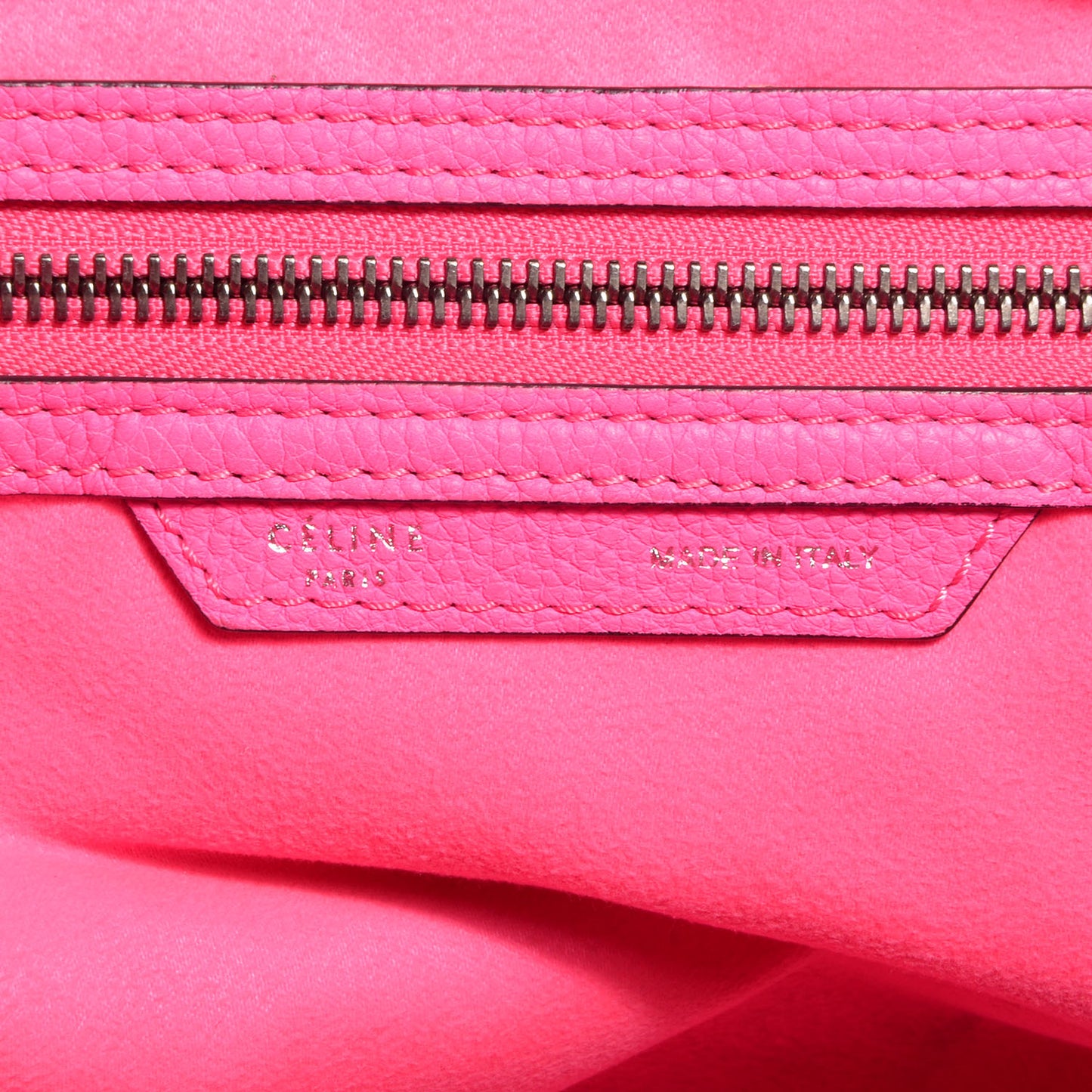 Drummed Calfskin Mini Luggage Fluo Pink