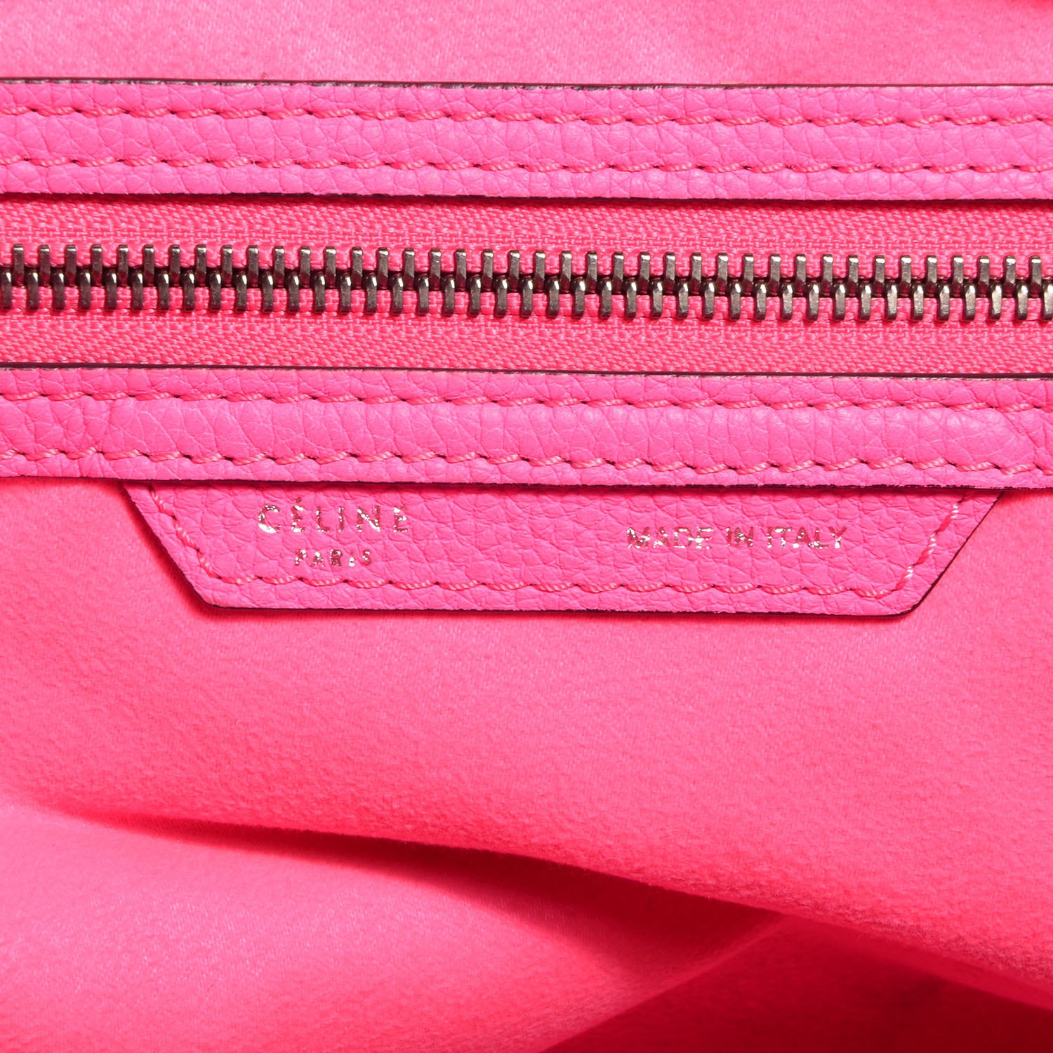Celine Drummed Calfskin Mini Luggage Fluo Pink 7 of 10