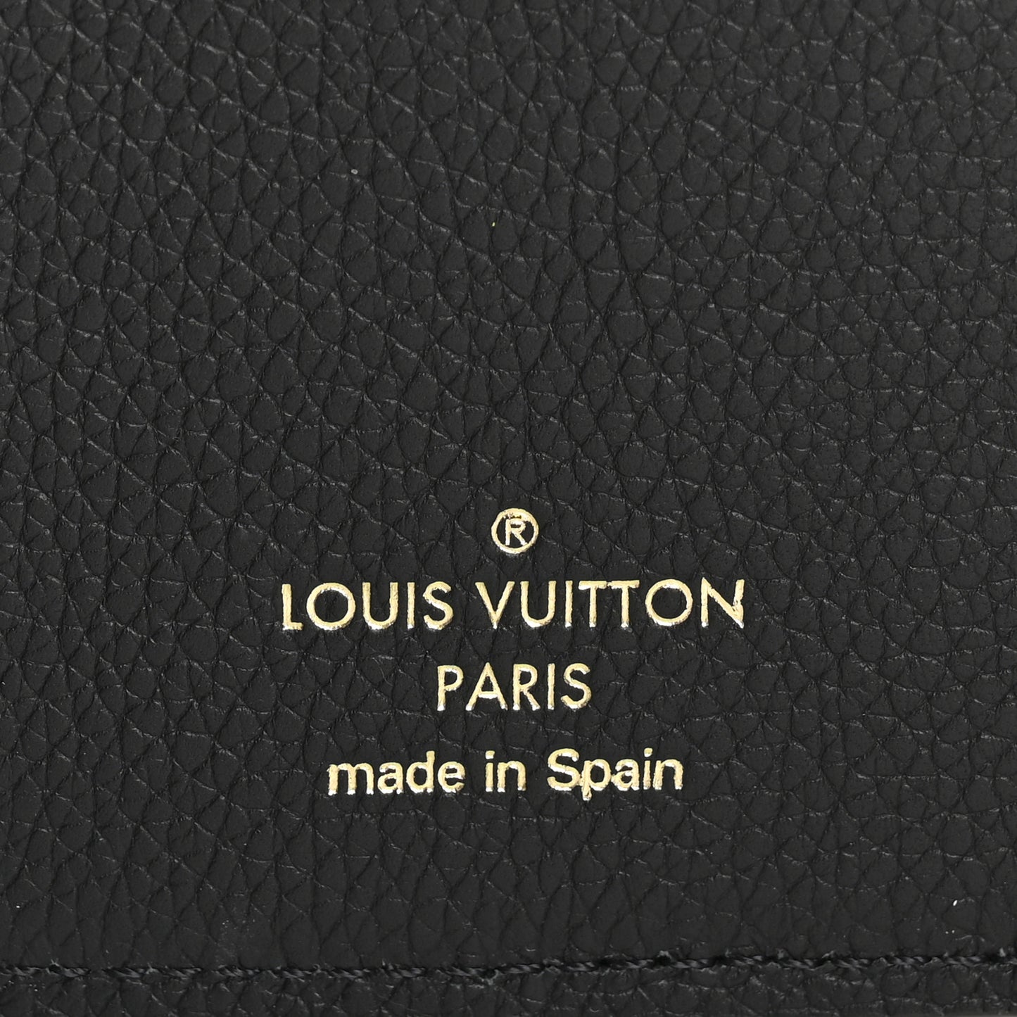 Grained Calfskin Monogram Double V Compact Wallet Black